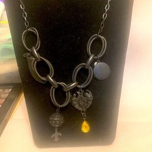 Black matte goth like charm chain necklace brand new
